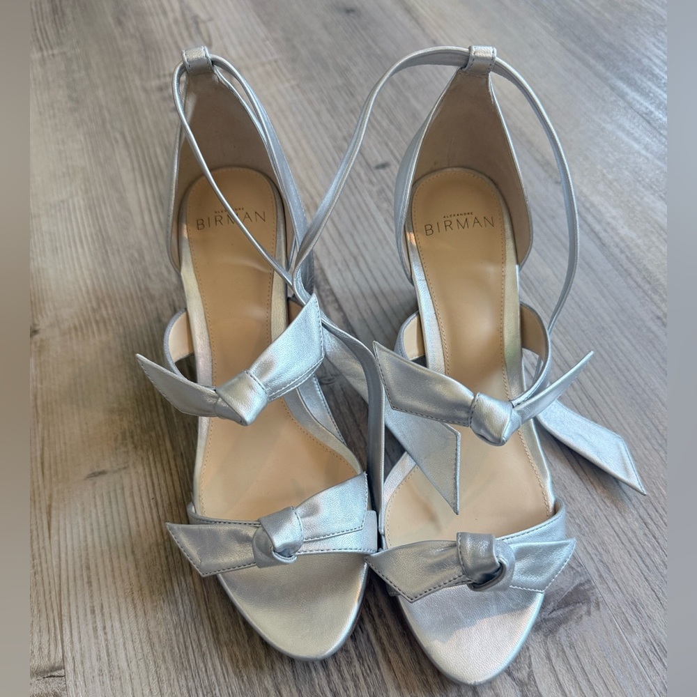 Alexandre Birman silver wedge size 37